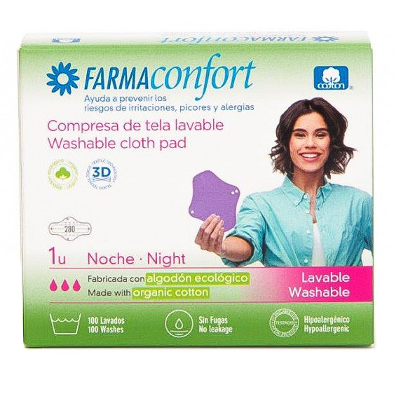 Farmaconfort Compresa tela lavable noche con alas 1u